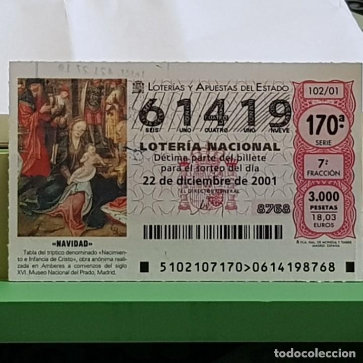 National Spanish Lottery: LOTERIA, SORTEO 102/01, 15 DICIEMBRE 2001, NACIMIENTO E INFANCIA DE CRISTO, N&ordm; 61419