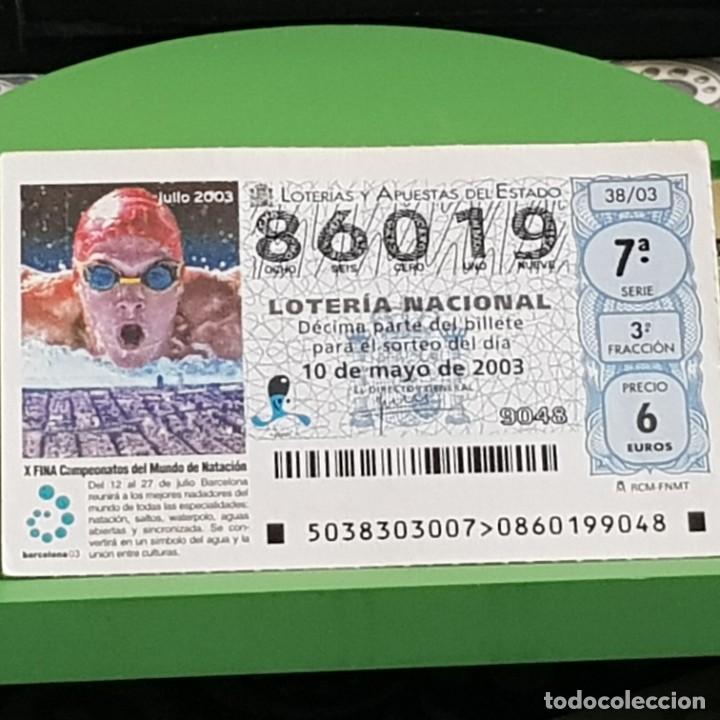 Loter&iacute;a Nacional: LOTERIA NACIONAL, 38/03, 10 MAYO 2003. CAMPEONATO MUNDO NATACI&Oacute;N, BARCELONA 2003, N&ordm; 86019