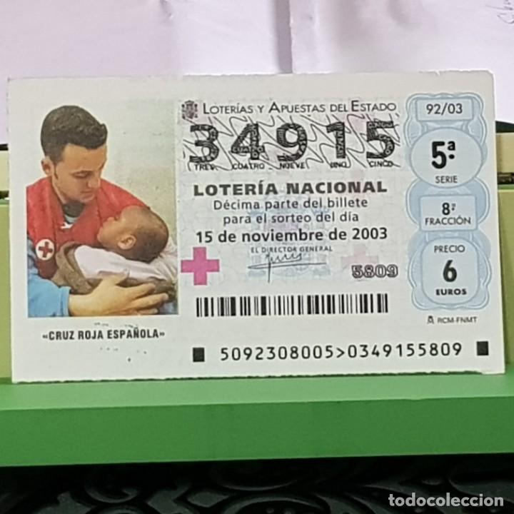 Loter&iacute;a Nacional: LOTERIA NACIONAL, SORTEO 92/03, 15 NOVIEMBRE 2003, CRUZ ROJA ESPA&Ntilde;OLA, N&ordm; 34915