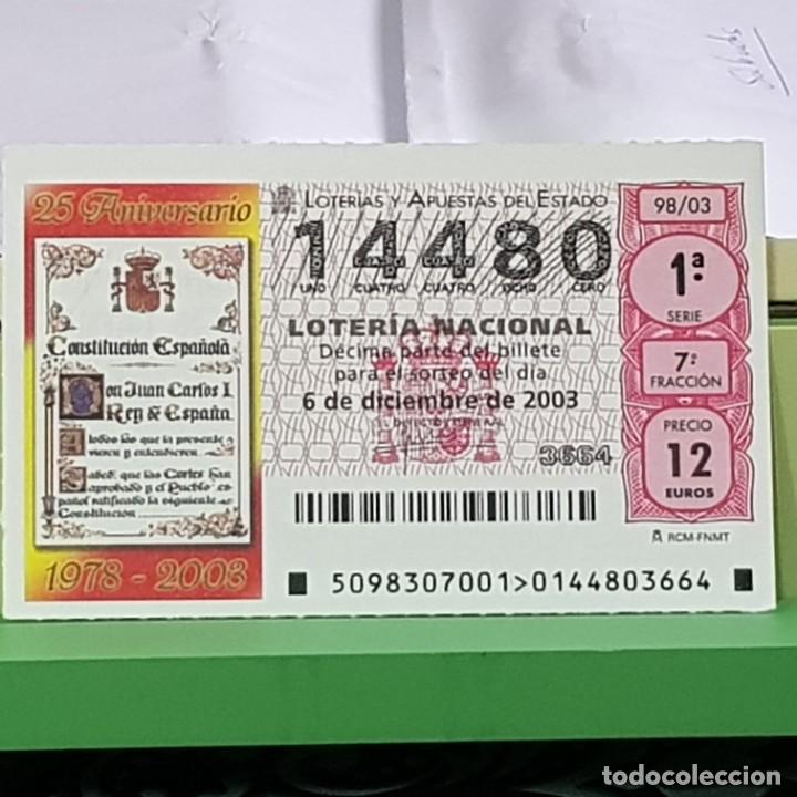 Loter&iacute;a Nacional: LOTERIA NACIONAL, SORTEO 98/03, 6 DICIEMBRE 2003, 25 ANIV. CONSTITUCI&Oacute;N ESPA&Ntilde;OLA, N&ordm; 14480