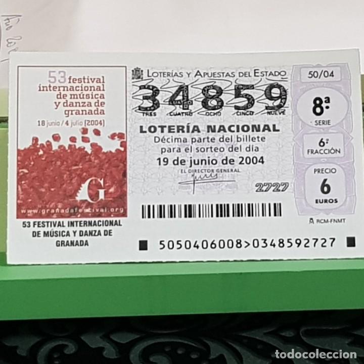 Lotaria Nacional: LOTERIA NACIONAL, SORTEO 50/04, 19 JUNIO 2004, 53 FESTIVAL M&Uacute;SICA Y DANZA DE GRANADA, N&ordm; 34859