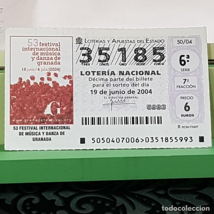 Lotaria Nacional: LOTERIA NACIONAL, SORTEO 50/04, 19 JUNIO 2004, 53 FESTIVAL M&Uacute;SICA Y DANZA DE GRANADA, N&ordm; 35185