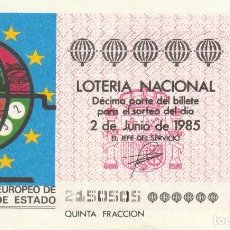 Lotería Nacional: DECIMO SORTEO 21 DE 1985 VARIEDAD 5 BOMBOS.
