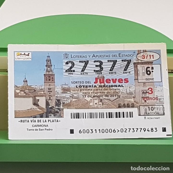 National Spanish Lottery: LOTER&Iacute;A NACIONAL, SORTEO 3/11, 13 ENERO 2011, RUTA V&Iacute;A DE LA PLATA, CARMONA, N&ordm; 27377