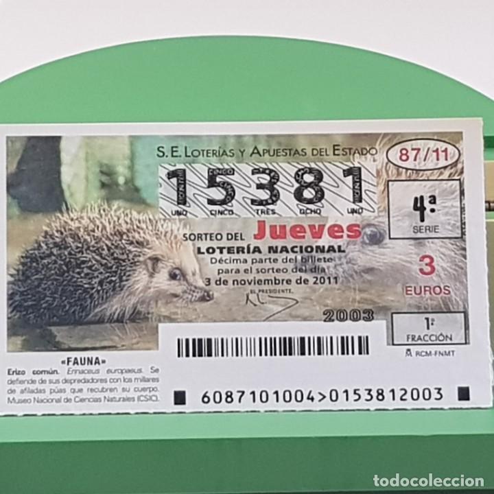 Loterie Nationale: LOTER&Iacute;A NACIONAL, SORTEO 87/11, 3 NOVIEMBRE 2011, FAUNA, ERIZO COM&Uacute;N, N&ordm; 15381