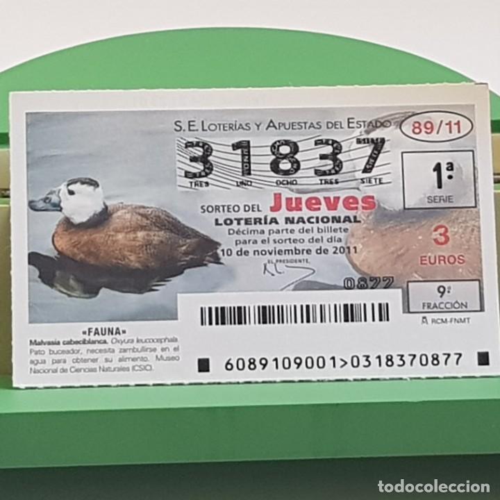Loterie Nationale: LOTER&Iacute;A NACIONAL, SORTEO 89/11, 10 NOVIEMBRE 2011, FAUNA, MALVASIA CABECIBLANCA, N&ordm; 37837