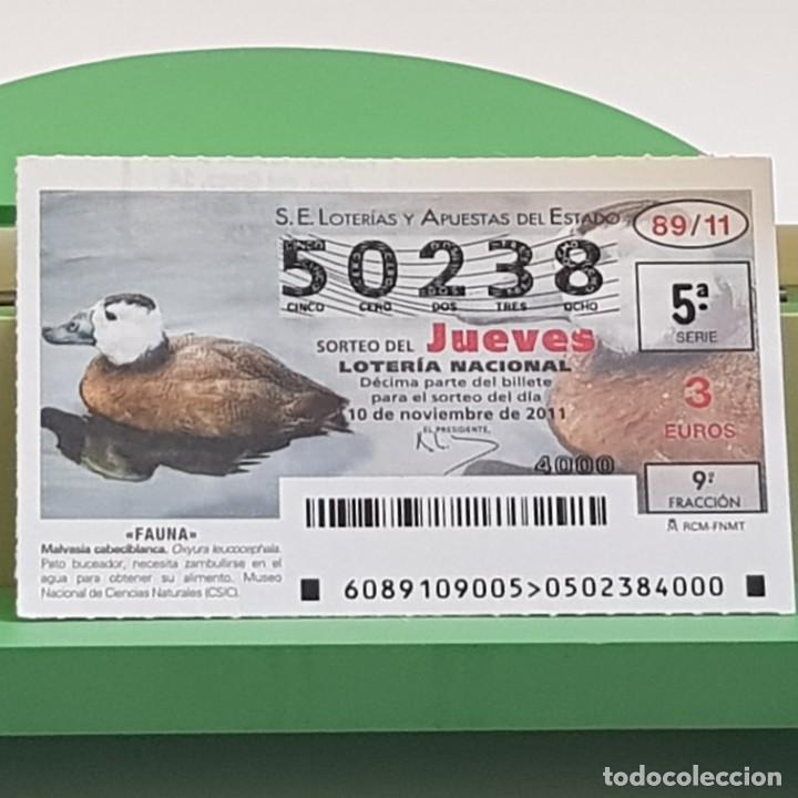 Loterie Nationale: LOTER&Iacute;A NACIONAL, SORTEO 89/11, 10 NOVIEMBRE 2011, FAUNA, MALVASIA CABECIBLANCA, N&ordm; 50238