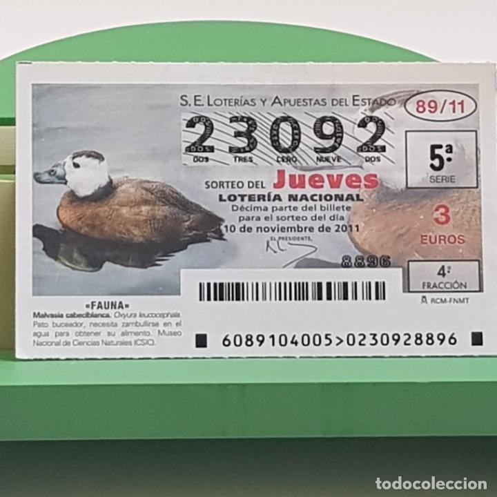Loterie Nationale: LOTER&Iacute;A NACIONAL, SORTEO 89/11, 10 NOVIEMBRE 2011, FAUNA, MALVASIA CABECIBLANCA, N&ordm; 23092