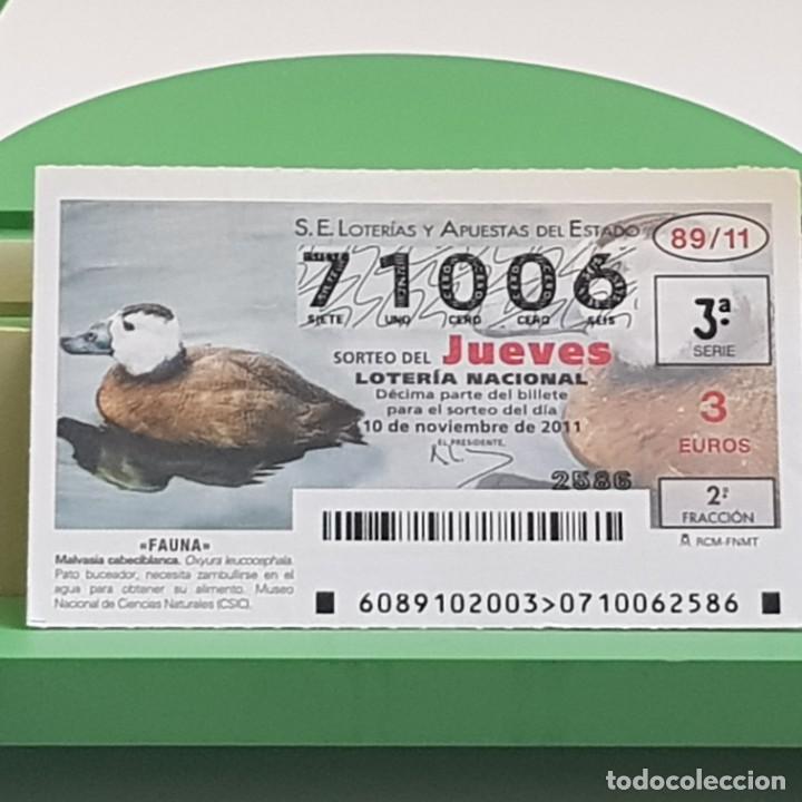 Loterie Nationale: LOTER&Iacute;A NACIONAL, SORTEO 89/11, 10 NOVIEMBRE 2011, FAUNA, MALVASIA CABECIBLANCA, N&ordm; 71006