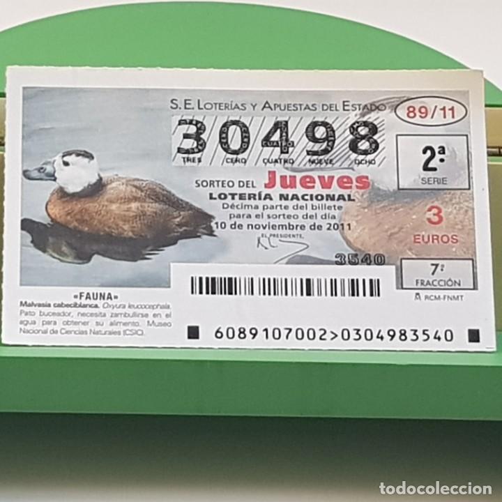 Loterie Nationale: LOTER&Iacute;A NACIONAL, SORTEO 89/11, 10 NOVIEMBRE 2011, FAUNA, MALVASIA CABECIBLANCA, N&ordm; 30498