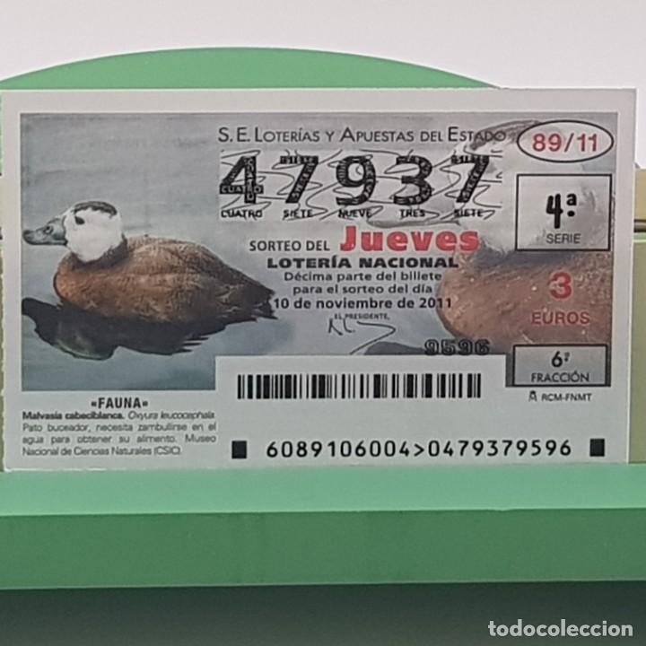 Loterie Nationale: LOTER&Iacute;A NACIONAL, SORTEO 89/11, 10 NOVIEMBRE 2011, FAUNA, MALVASIA CABECIBLANCA, N&ordm; 47937