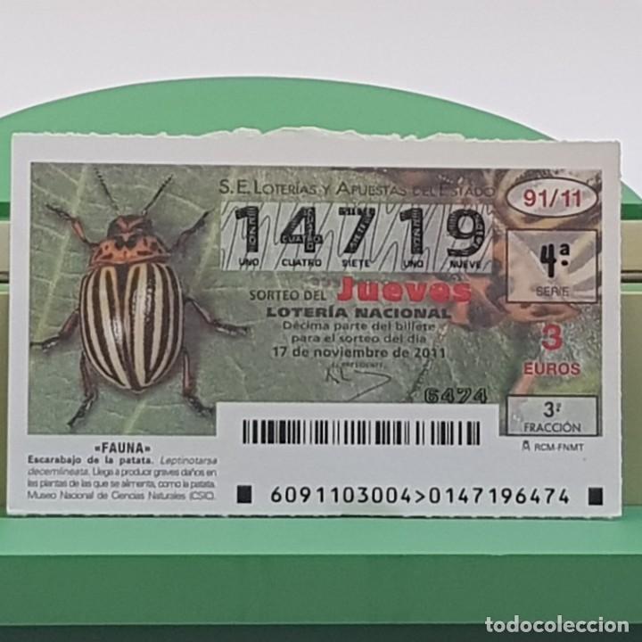 Loterie Nationale: LOTER&Iacute;A NACIONAL, SORTEO 91/11,17 NOVIEMBRE 2011, FAUNA, ESCARABAJO DE LA PATATA, N&ordm; 14719