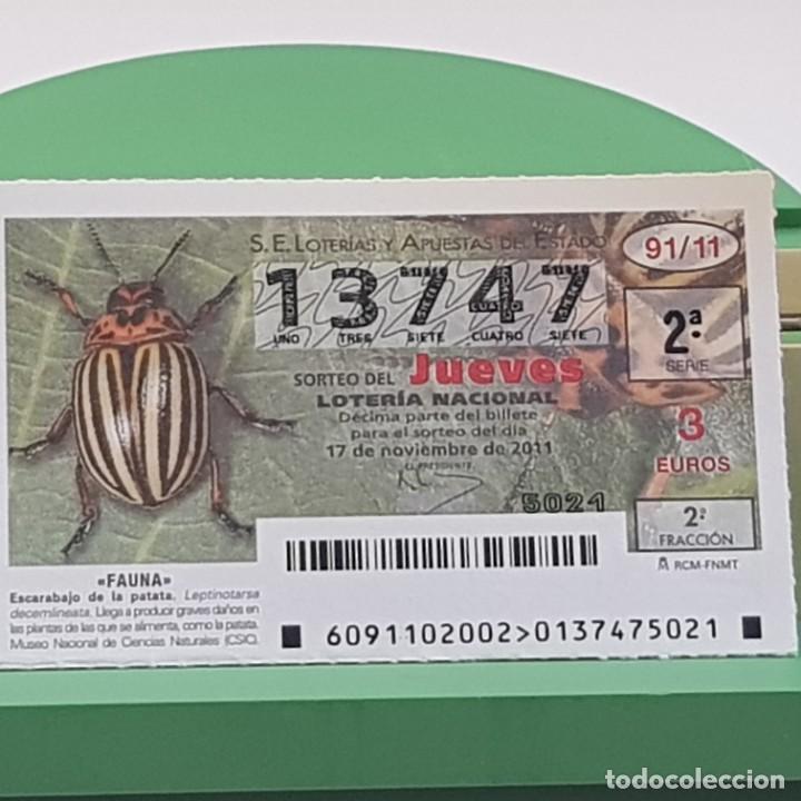 Nationale spanische Lotterie: LOTER&Iacute;A NACIONAL, SORTEO 91/11,17 NOVIEMBRE 2011, FAUNA, ESCARABAJO DE LA PATATA, N&ordm; 13747