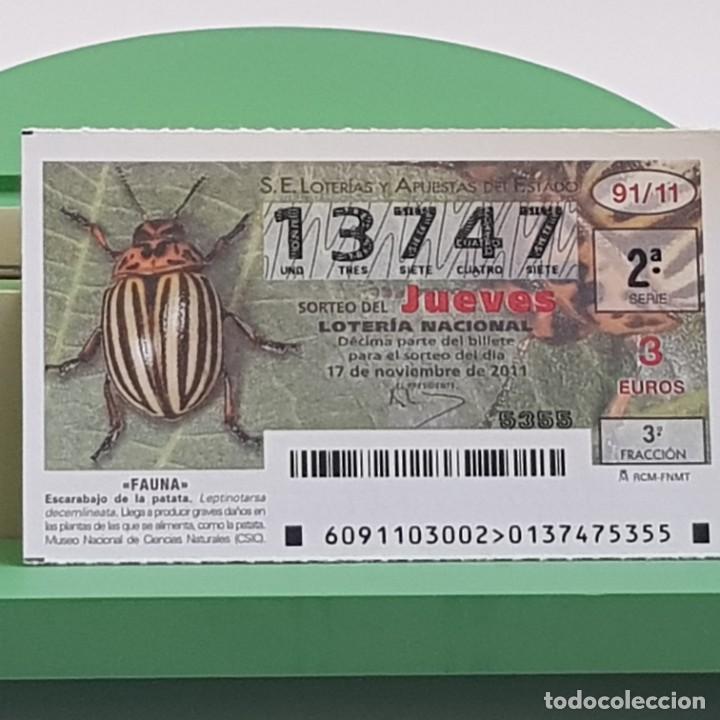 Nationale spanische Lotterie: LOTER&Iacute;A NACIONAL, SORTEO 91/11,17 NOVIEMBRE 2011, FAUNA, ESCARABAJO DE LA PATATA, N&ordm; 13747