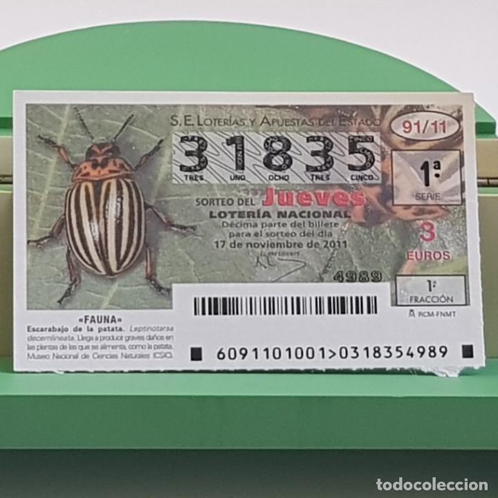 Nationale spanische Lotterie: LOTER&Iacute;A NACIONAL, SORTEO 91/11,17 NOVIEMBRE 2011, FAUNA, ESCARABAJO DE LA PATATA, N&ordm; 31835