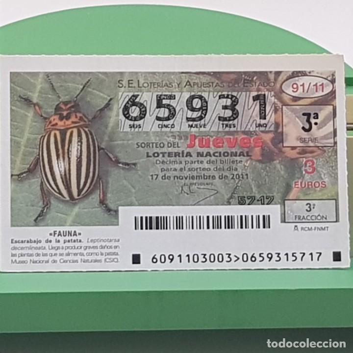 Nationale spanische Lotterie: LOTER&Iacute;A NACIONAL, SORTEO 91/11,17 NOVIEMBRE 2011, FAUNA, ESCARABAJO DE LA PATATA, N&ordm; 65931