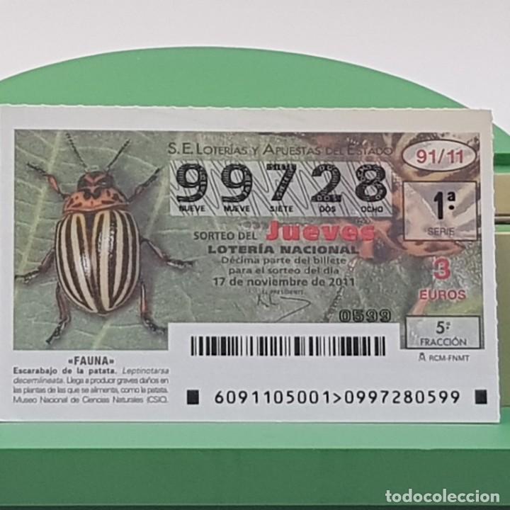 Nationale spanische Lotterie: LOTER&Iacute;A NACIONAL, SORTEO 91/11,17 NOVIEMBRE 2011, FAUNA, ESCARABAJO DE LA PATATA, N&ordm; 99728