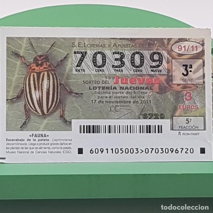 Nationale spanische Lotterie: LOTER&Iacute;A NACIONAL, SORTEO 91/11,17 NOVIEMBRE 2011, FAUNA, ESCARABAJO DE LA PATATA, N&ordm; 70309