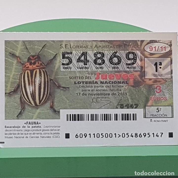 Nationale spanische Lotterie: LOTER&Iacute;A NACIONAL, SORTEO 91/11,17 NOVIEMBRE 2011, FAUNA, ESCARABAJO DE LA PATATA, N&ordm; 54869