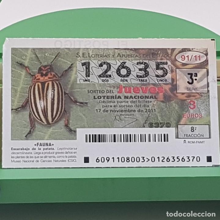 Nationale spanische Lotterie: LOTER&Iacute;A NACIONAL, SORTEO 91/11,17 NOVIEMBRE 2011, FAUNA, ESCARABAJO DE LA PATATA, N&ordm; 12635