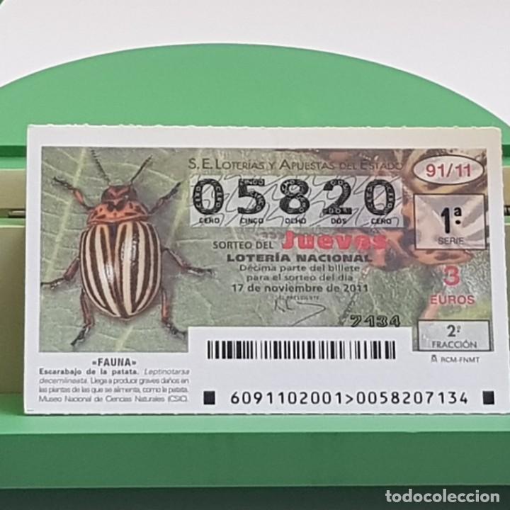 National Spanish Lottery: LOTER&Iacute;A NACIONAL, SORTEO 91/11,17 NOVIEMBRE 2011, FAUNA, ESCARABAJO DE LA PATATA, N&ordm; 05820