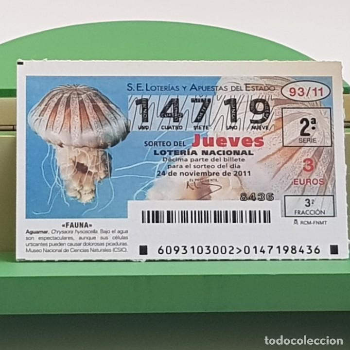 National Spanish Lottery: LOTER&Iacute;A NACIONAL, SORTEO 93/11,24 NOVIEMBRE 2011, FAUNA, AGUAMAR, N&ordm; 14719