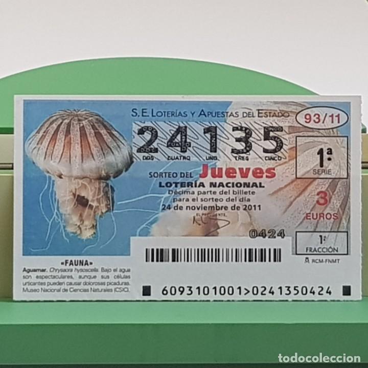 National Spanish Lottery: LOTER&Iacute;A NACIONAL, SORTEO 93/11,24 NOVIEMBRE 2011, FAUNA, AGUAMAR, N&ordm; 24135