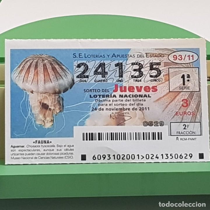 National Spanish Lottery: LOTER&Iacute;A NACIONAL, SORTEO 93/11,24 NOVIEMBRE 2011, FAUNA, AGUAMAR, N&ordm; 24135