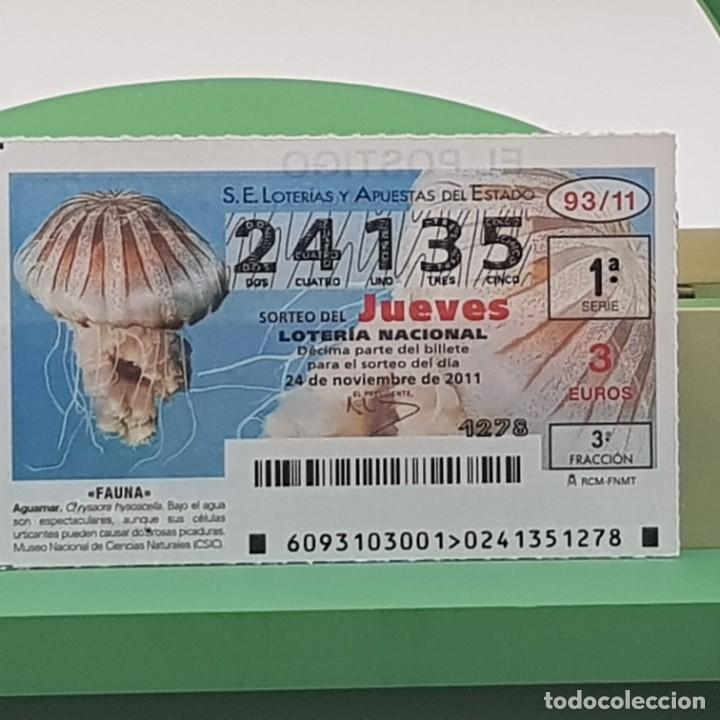 National Spanish Lottery: LOTER&Iacute;A NACIONAL, SORTEO 93/11,24 NOVIEMBRE 2011, FAUNA, AGUAMAR, N&ordm; 24135