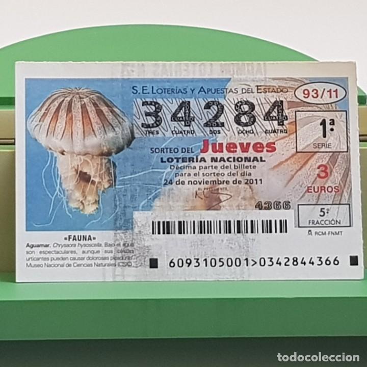 National Spanish Lottery: LOTER&Iacute;A NACIONAL, SORTEO 93/11,24 NOVIEMBRE 2011, FAUNA, AGUAMAR, N&ordm; 34284