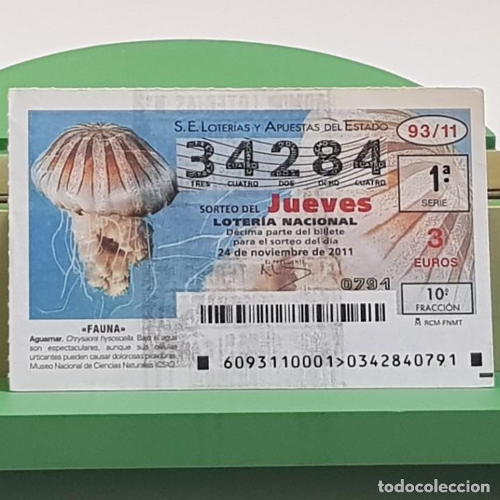 National Spanish Lottery: LOTER&Iacute;A NACIONAL, SORTEO 93/11,24 NOVIEMBRE 2011, FAUNA, AGUAMAR, N&ordm; 34284