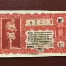 Lotería Nacional: LOTERIA AÑO 1953 SORTEO 36 NAVIDAD