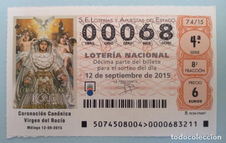 National Spanish Lottery: Loter&iacute;a Nacional, sorteo 74/15, n&uacute;mero 00068, bajo