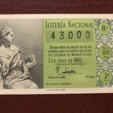 Lotería Nacional: LOTERIA AÑO 1960 SORTEO 19