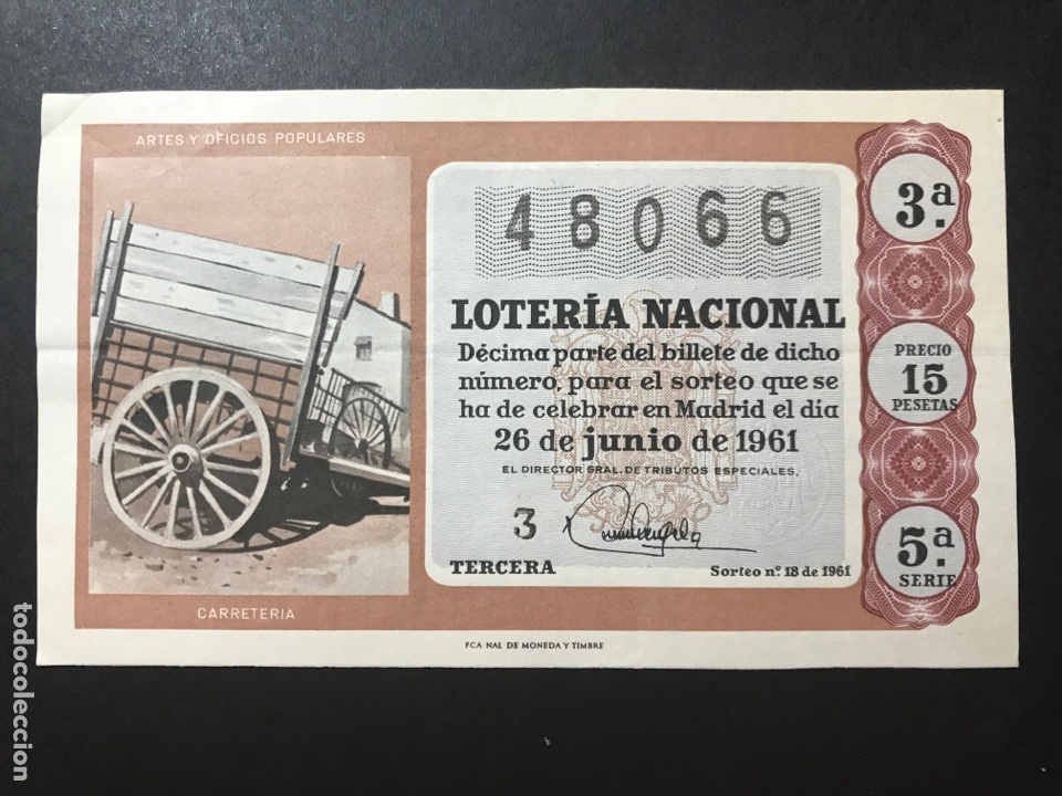 Nationale spanische Lotterie: Loteria A&ntilde;o 1961 sorteo 18