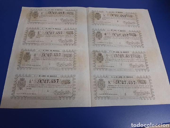 Loter&iacute;a nacional: LOTERIA BILLETE COMPLETO 14 DE ABRIL 1860