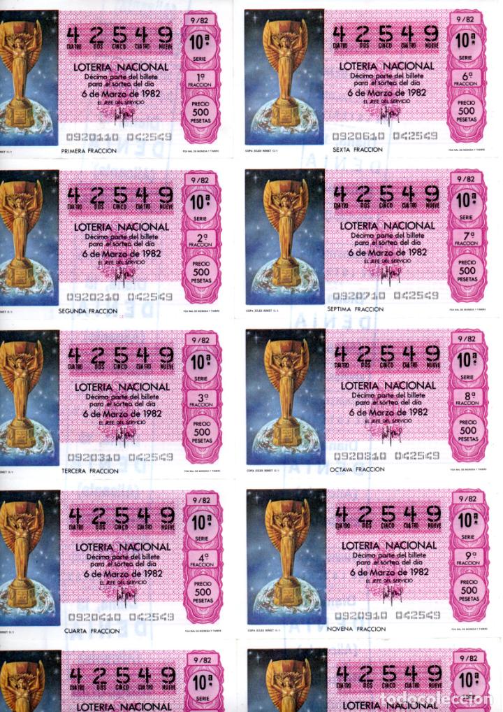 Loter&iacute;a nacional: BILLETE DE LA LOTERIA NACIONAL - 6 DE MARZO DE 1982 - SORTEO 9 - TEMA: MUNDIAL 82 -