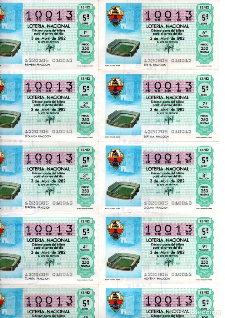 Loter&iacute;a nacional: BILLETE DE LA LOTERIA NACIONAL - 3 DE ABRIL DE 1982 - SORTEO 13 - TEMA: MUNDIAL 82 -