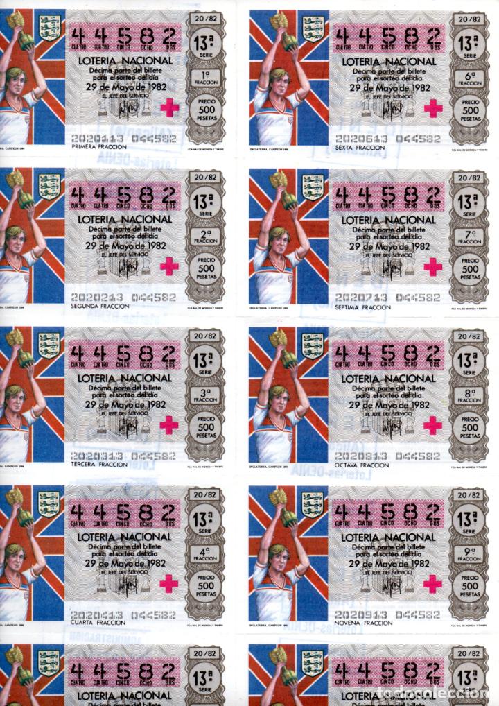 Loter&iacute;a nacional: BILLETE DE LA LOTERIA NACIONAL - 29 DE MAYO DE 1982 - SORTEO 20 - TEMA: MUNDIAL 82 -