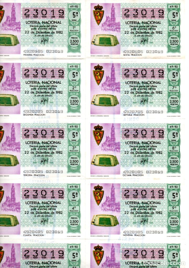 Loter&iacute;a nacional: BILLETE DE LA LOTERIA NACIONAL - 22 DE DICIEMBRE DE 1982 - SORTEO 49 - TEMA: MUNDIAL 82 -