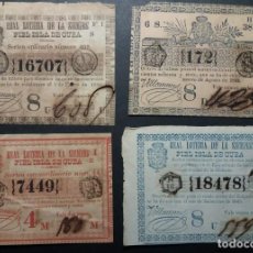 Lotería Nacional: LOTERÍA DE CUBA DE ESPAÑA LA SIEMPRE FIEL ISLA DE CUBA AÑOS 4 NÚMEROS 1844-1844-1845-1846. Lote 247610915