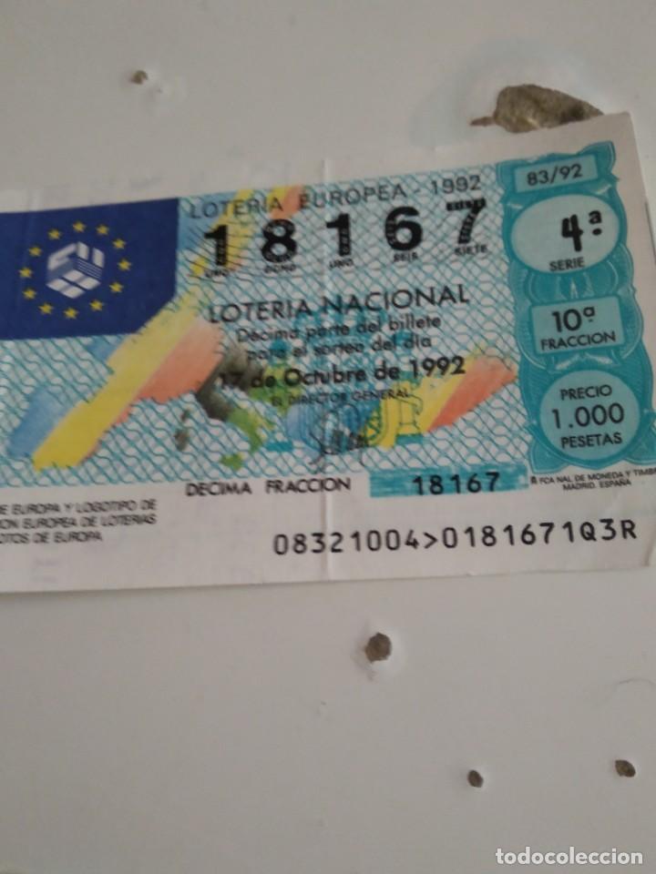 National Spanish Lottery: C-MARIA CUPON LOTERIA NACIONAL BANDERA DE EUROPA Y LOGOTIPO DE LA ASOCIACION 17 DE OCTUBRE DE 1992