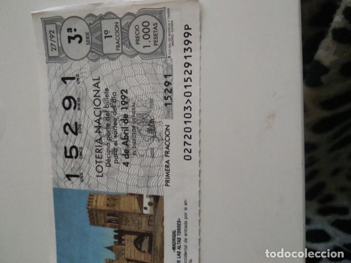 National Spanish Lottery: C-MARIA CUPON LOTERIA NACIONAL MADRIGAL DE ALTAS TORRES 4 DE ABRIL DE 1992