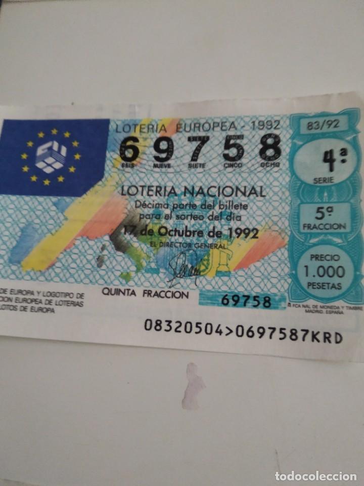 National Spanish Lottery: C-MARIA CUPON LOTERIA NACIONAL BANDERA DE EUROPA Y LOGOTIPO DE LA ASOCIACION 17 DE OCTUBRE DE 1992