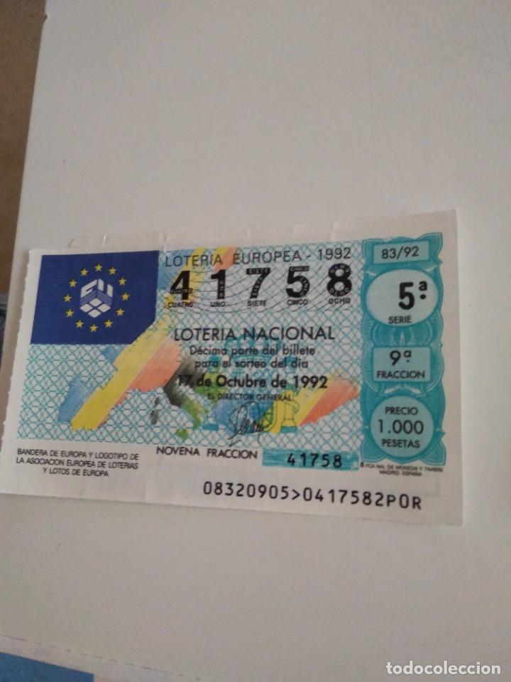 National Spanish Lottery: C-MARIA CUPON LOTERIA NACIONAL BANDERA DE EUROPA Y LOGOTIPO DE LA ASOCIACION 17 DE OCTUBRE DE 1992