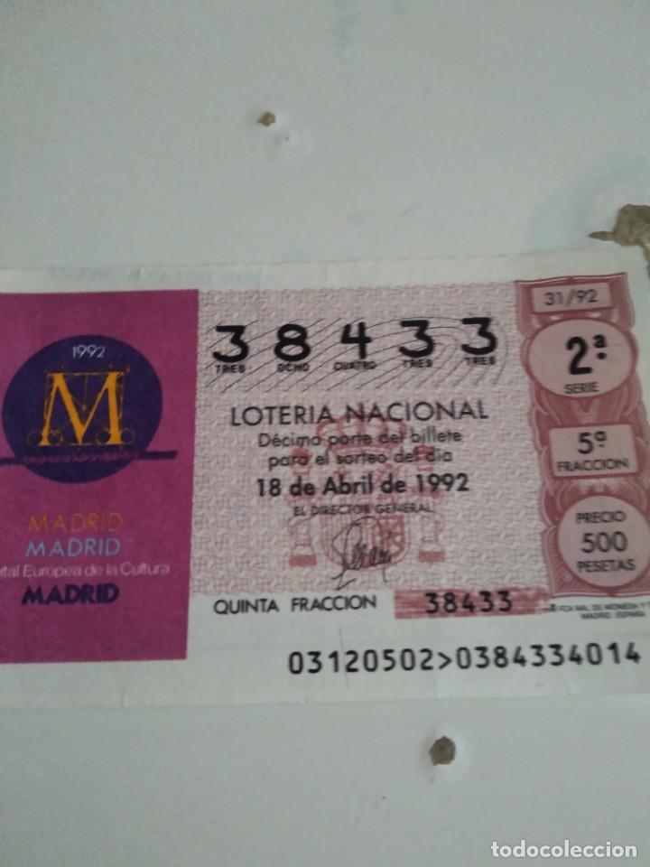 National Spanish Lottery: C-MARIA CUPON LOTERIA NACIONAL CAPITAL EUROPEA DE LA CULTURA 18 DE ABRIL DE 1992