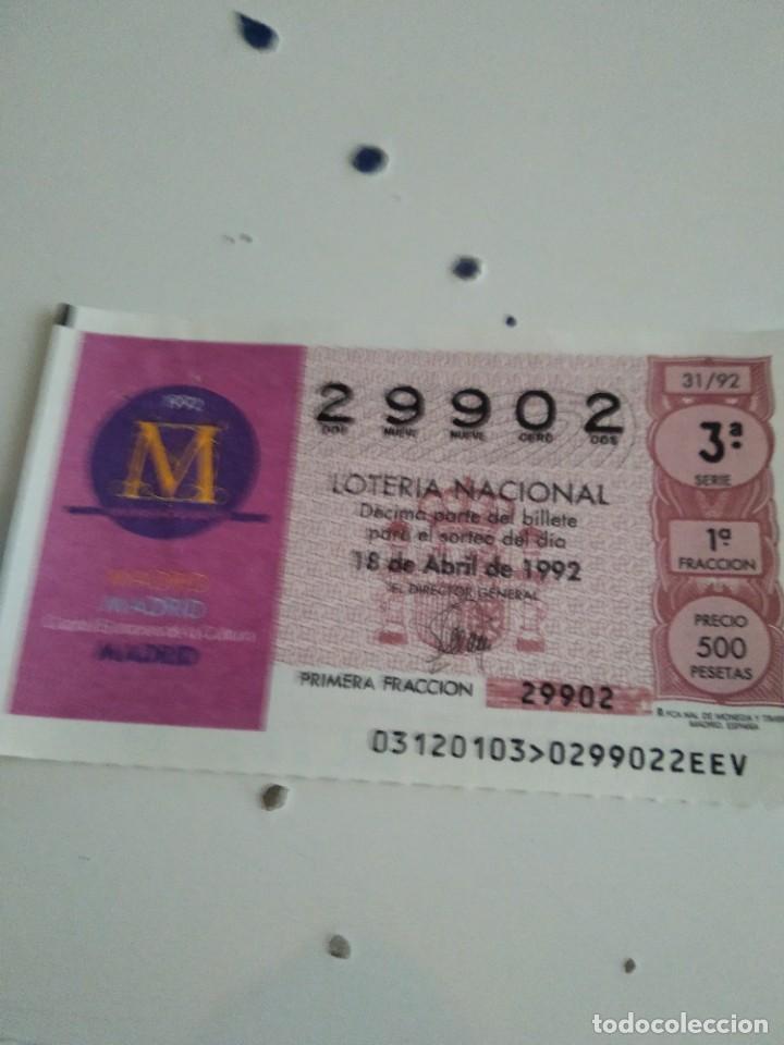 National Spanish Lottery: C-MARIA CUPON LOTERIA NACIONAL CAPITAL EUROPEA DE LA CULTURA 18 DE ABRIL DE 1992