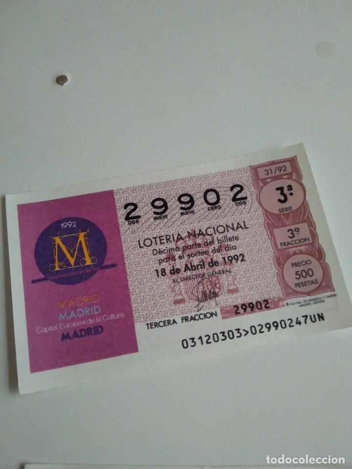 National Spanish Lottery: C-MARIA CUPON LOTERIA NACIONAL CAPITAL EUROPEA DE LA CULTURA 18 DE ABRIL DE 1992