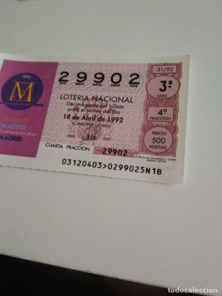 National Spanish Lottery: C-MARIA CUPON LOTERIA NACIONAL CAPITAL EUROPEA DE LA CULTURA 18 DE ABRIL DE 1992