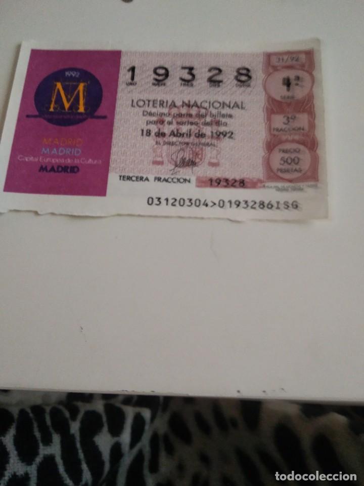 National Spanish Lottery: C-MARIA CUPON LOTERIA NACIONAL CAPITAL EUROPEA DE LA CULTURA 18 DE ABRIL DE 1992